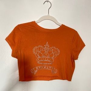 orange gem royalty crown cropped top